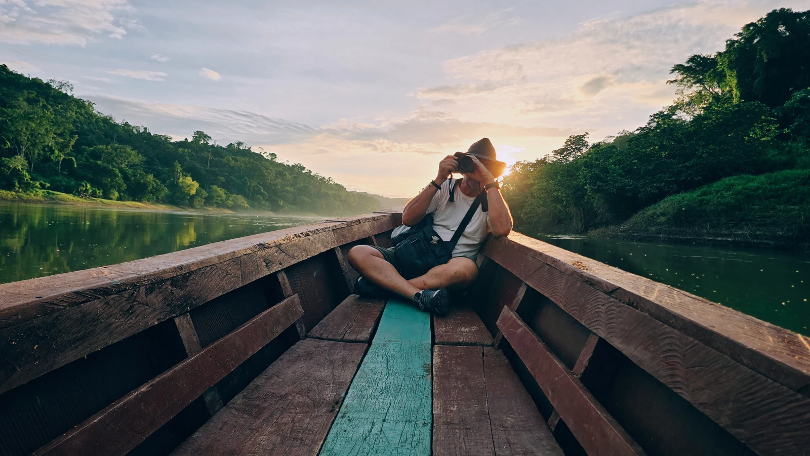 Capturing the sunset from the boat